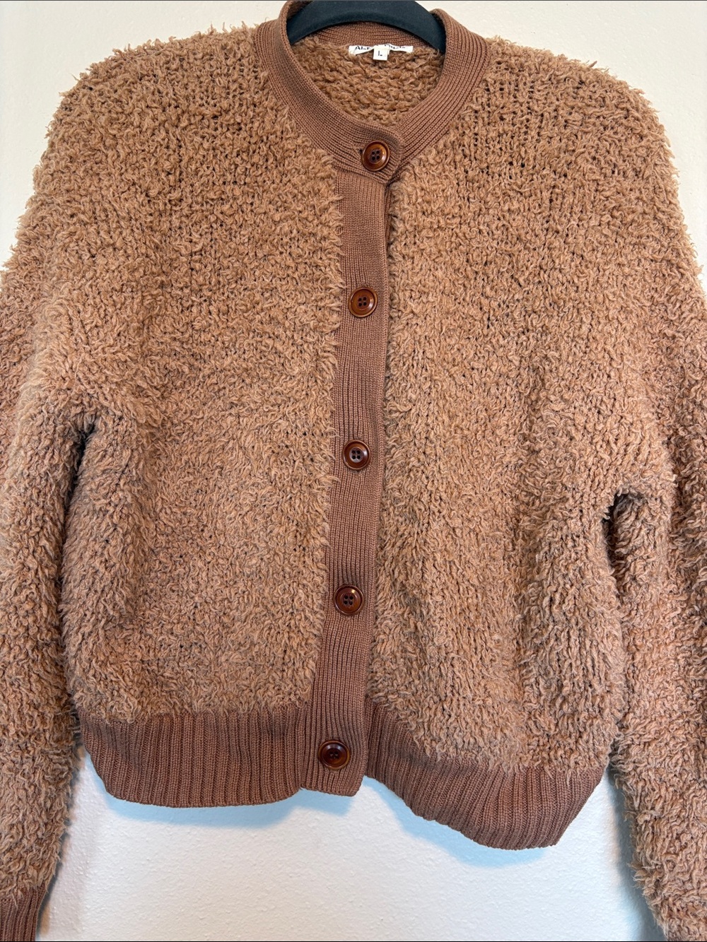 Alex Mill Binky Brown Boucle Textured Merino Wool Cardigan Size large - Picture 5 of 8